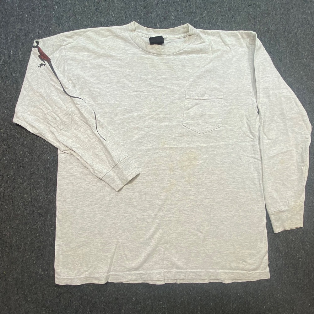 Gecko Hawaii Long Sleeve T‎ Shirt XL Mens Gray 90s Skater Gecko Sleeve Graphic